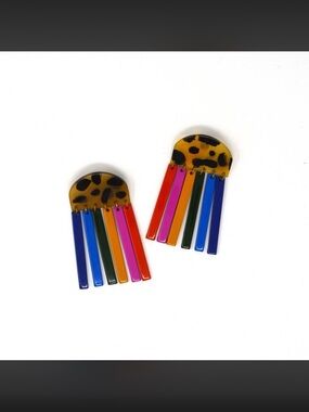 Sunshine Tienda Leopard and Rainbow Beachcomber Earrings